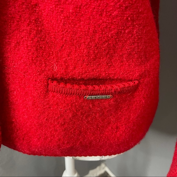 GEIGER Tyrol Womens Red Pure Wool Jacket Cardigan Made In Austria 42 Sweater - Picture 3 of 5